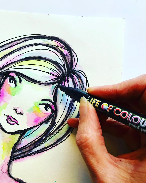 Draw a colourful whimsical girl for your art journal