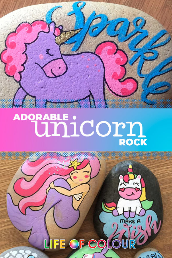 Watch how to paint an easy unicorn rock - Rock Painting 101