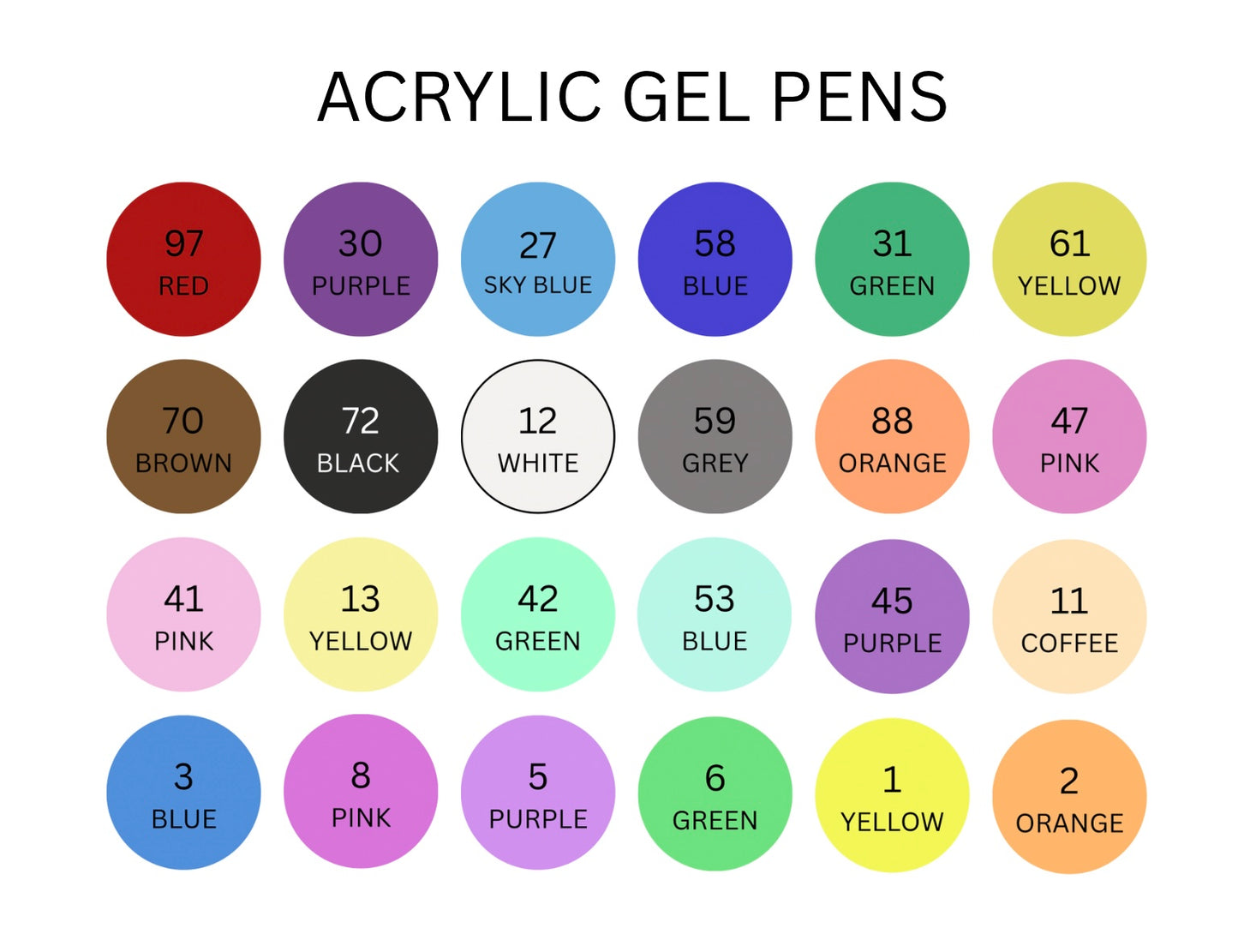 Acrylic Gel Pens - Set of 24