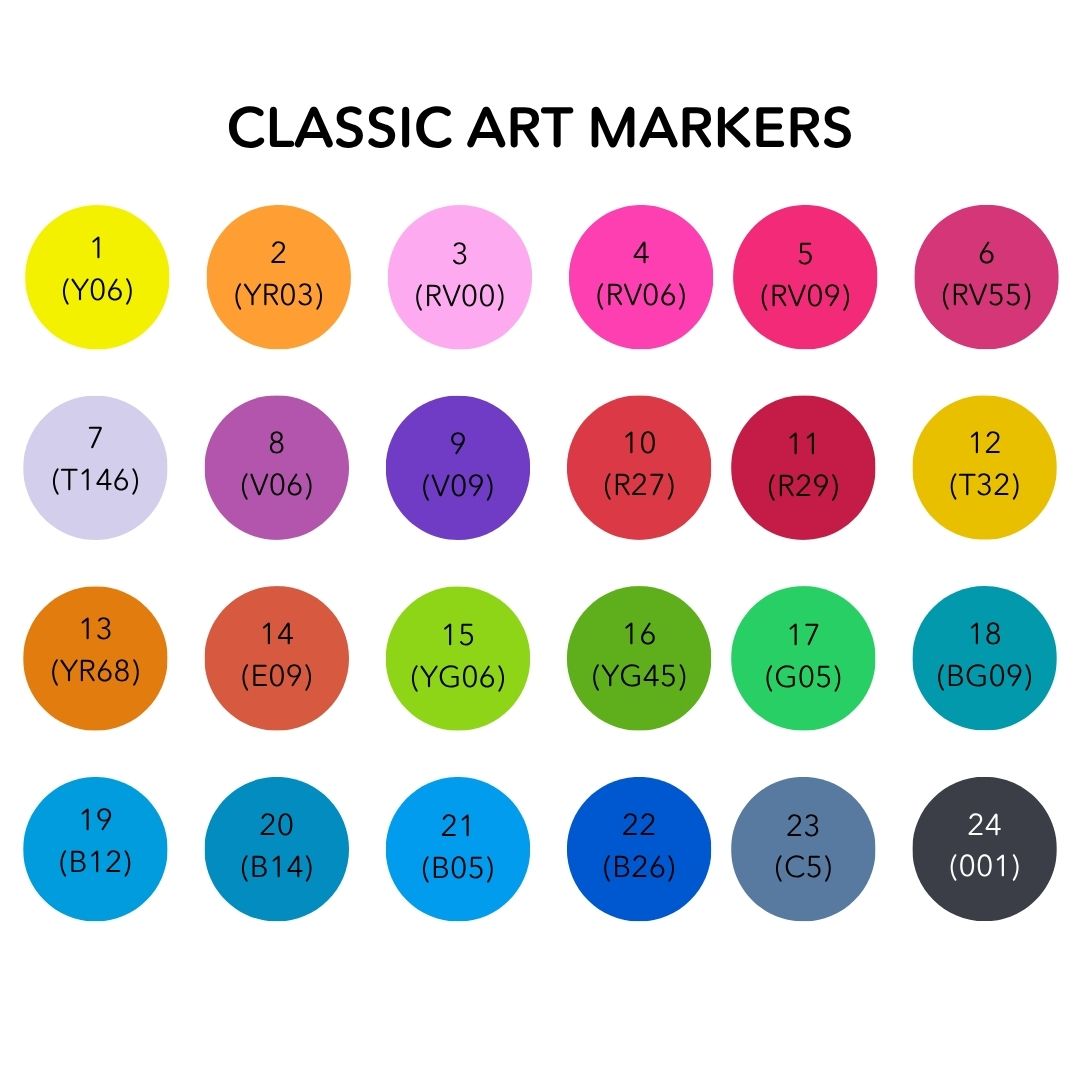 Art Markers - 24 Alcohol Based, Dual Tip Markers for Colouring