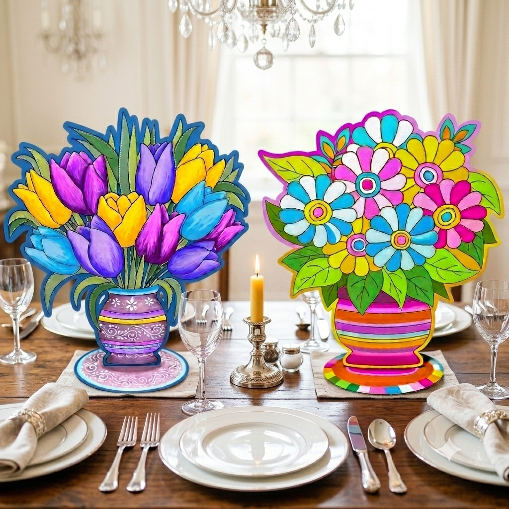 Flowers in Vase Painting Kit - Bundle of 2 Bouquets - NO PENS