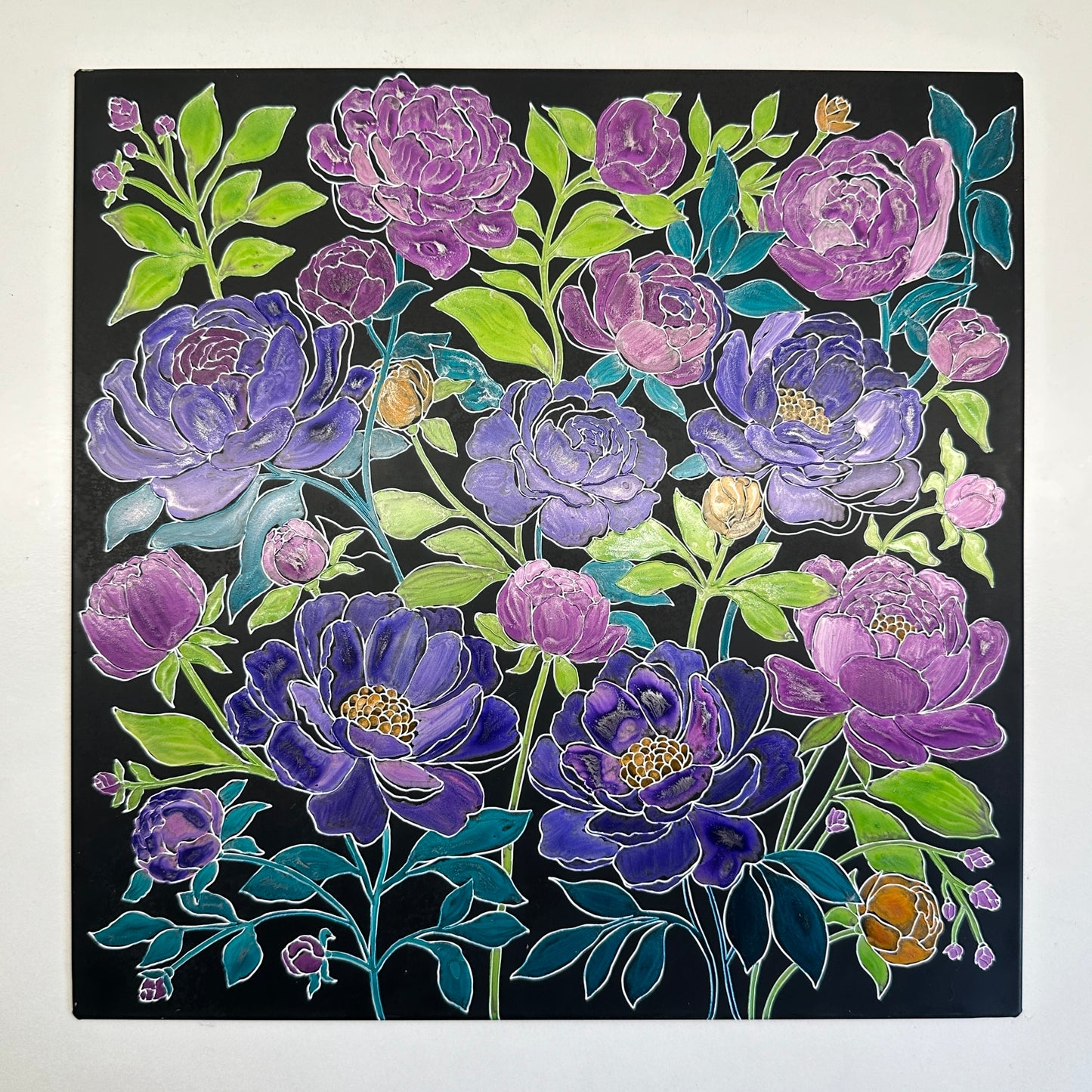 Metal Poster Painting Kit - Peonies