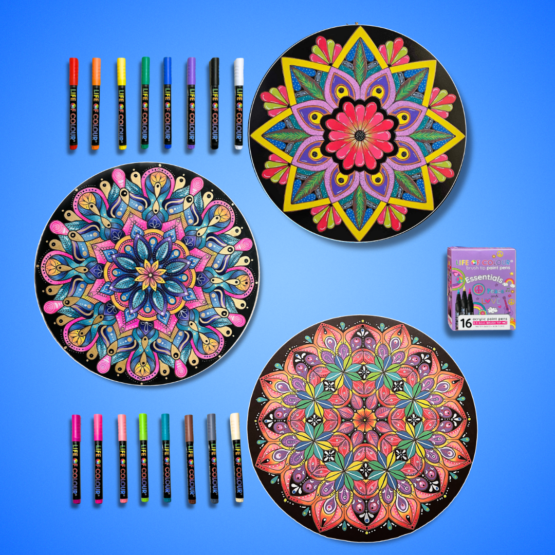 Life of Colour Mandala Painting Kit - Bundle of 3 (Part 1- Essentials)