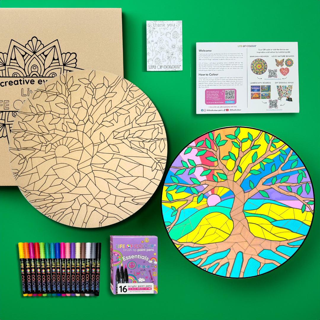 Life of Colour Mosaic Painting Kit - Tree of Life with Essential Brush Tips