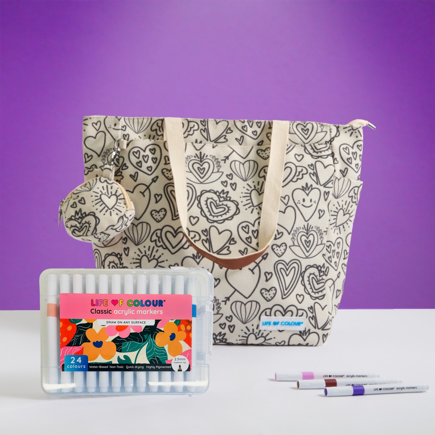 DIY Doodle Bag - Love Hearts Design