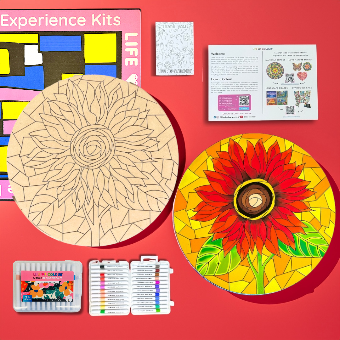Life of Colour Mosaic Painting Kit - Sunflower with Acrylic markers