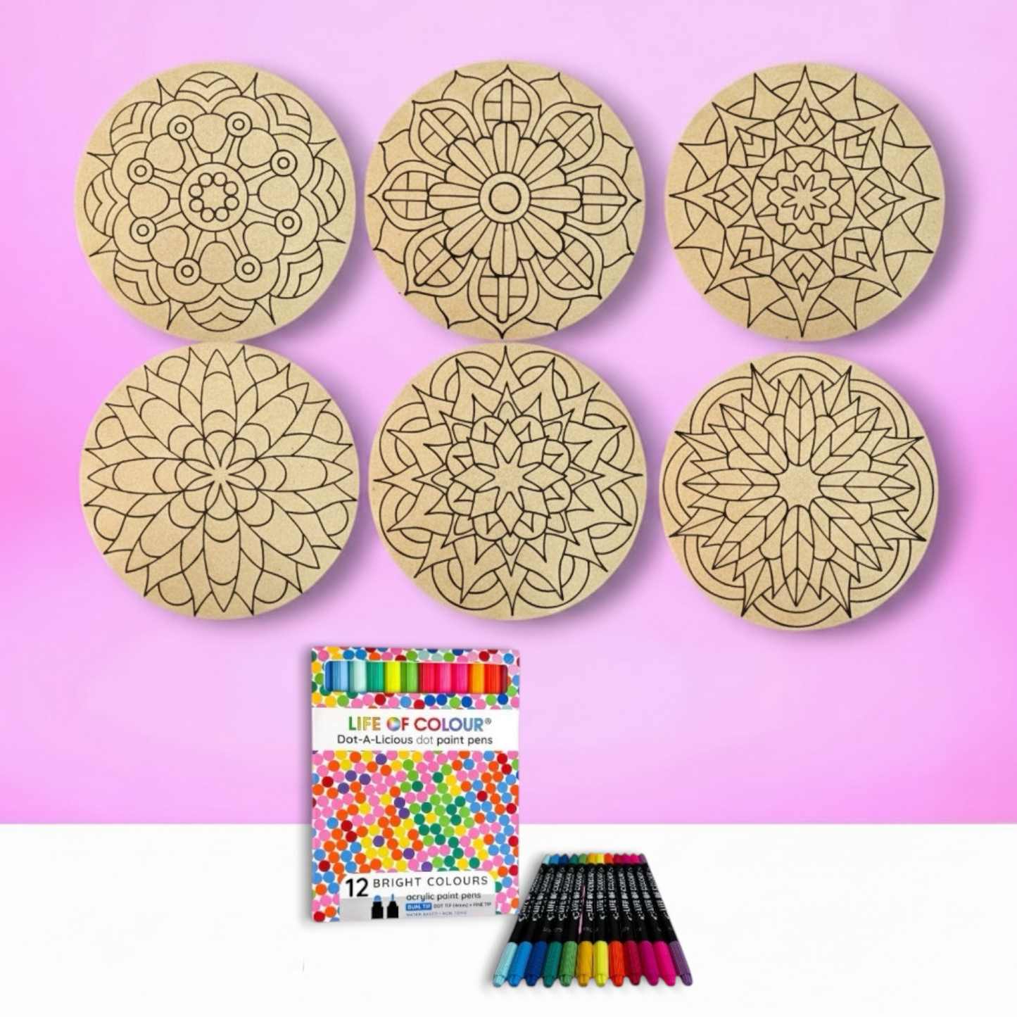 Life of Colour Mini Mandala Painting Kit Bundle of 6