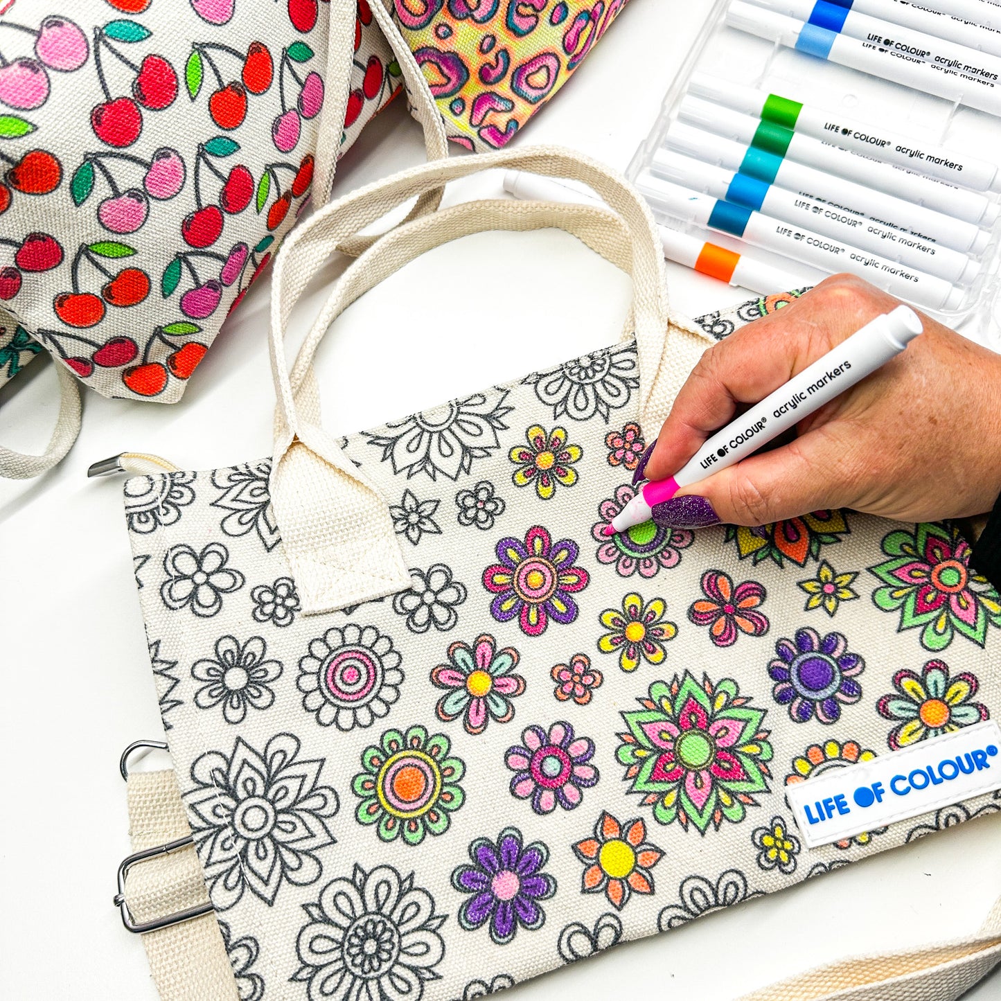 The Creative Tote Bag Bundle of 2 - Boho and Flower Mandala design - No Pens