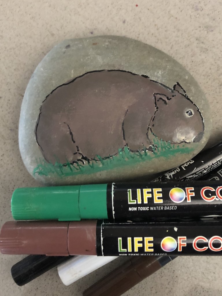 Learn to paint a wombat on a rock with this easy step by step tutorial