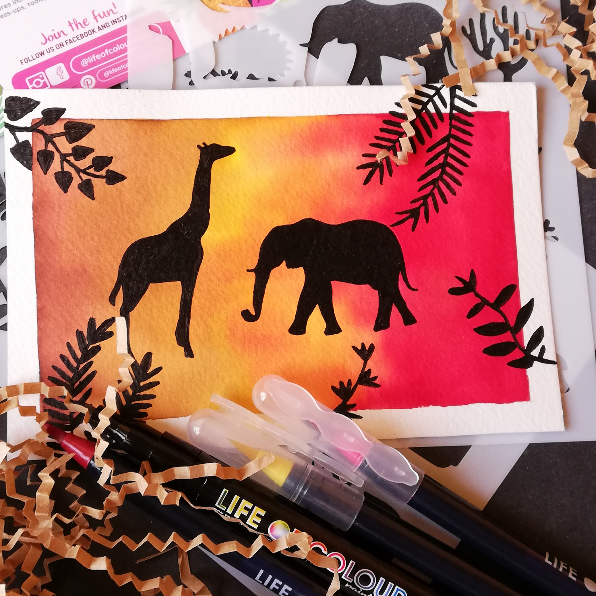 Use stencils to make a safari greeting card