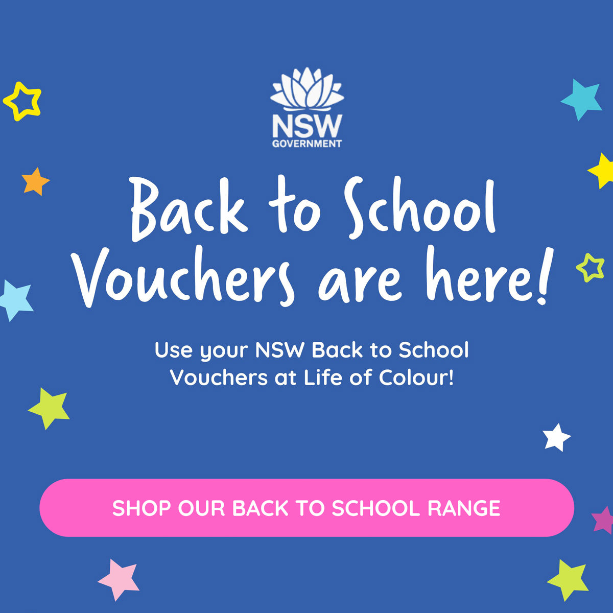 Shop with your Back to School Vouchers at Life of Colour