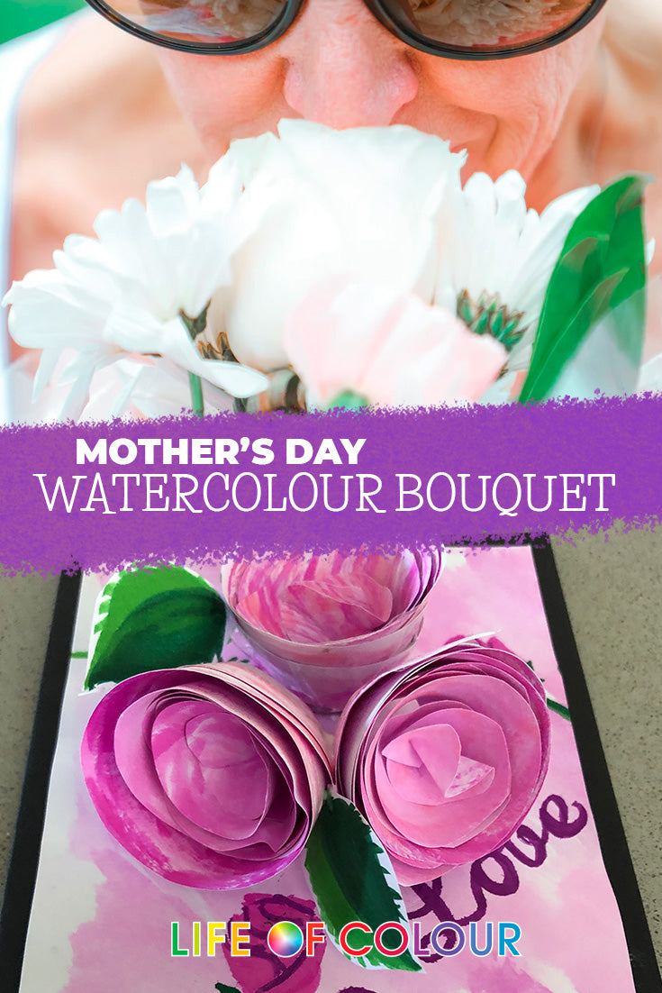 Make a watercolour rose bouquet Mother’s Day Card