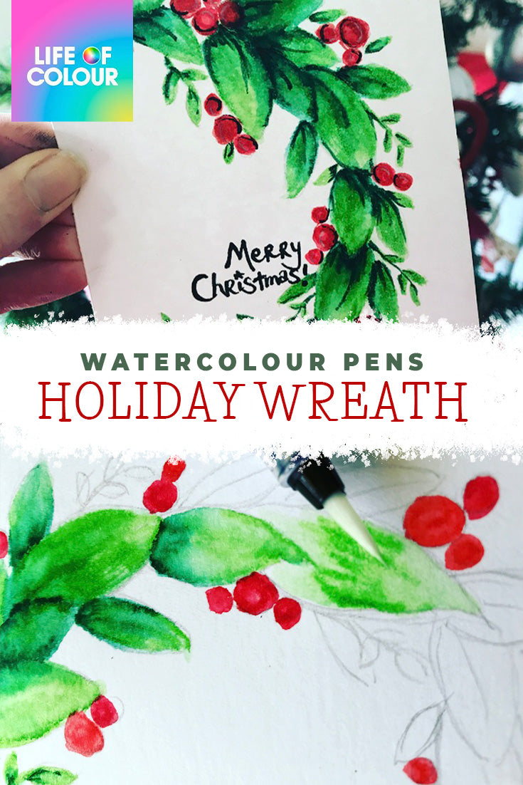 Quick and Easy Watercolour Christmas Wreath Card