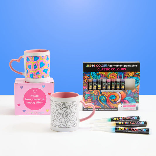 "Cup of Love" DIY Mug Painting Kit - Curvy Hearts Design