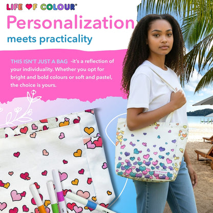 DIY Doodle Bag Bundle - Wildflower & Falling Heart Tote Bags & Acrylic Markers