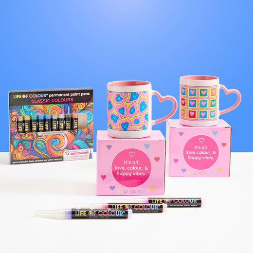"Cup of Love" DIY Mug Painting Bundle - Curvy and Square Hearts Designs