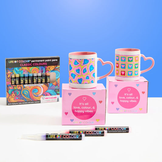 "Cup of Love" DIY Mug Painting Bundle - Curvy and Square Hearts Designs