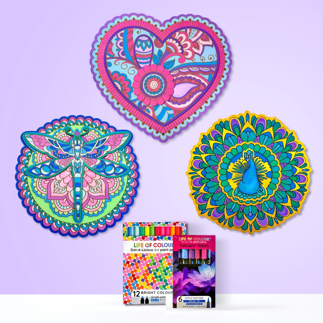 3D Love Nature Boards - Bundle of 3 (Peacock, Heart, Dragonfly)