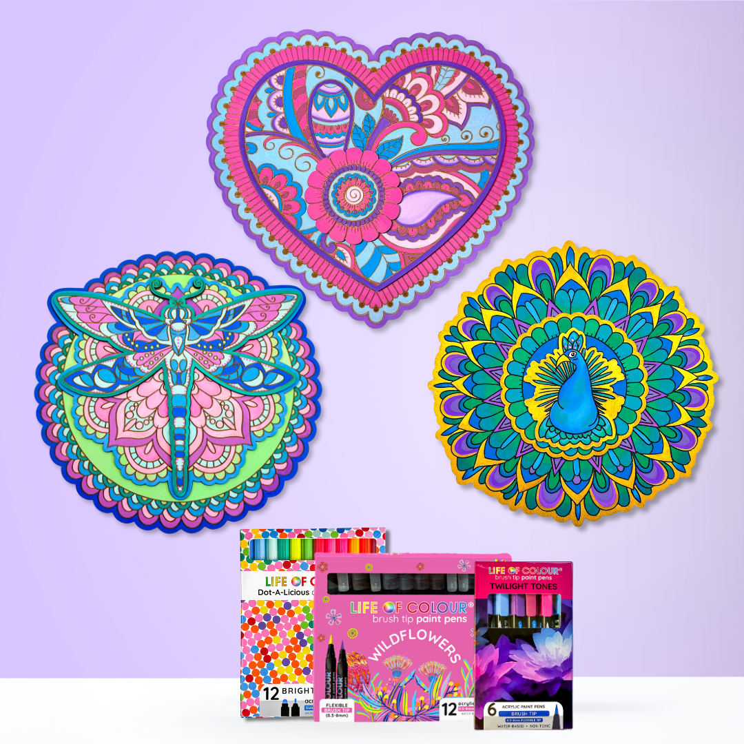 3D Love Nature Boards - Bundle of 3 (Peacock, Heart, Dragonfly)