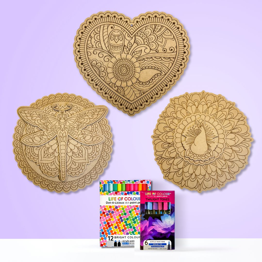 3D Love Nature Boards - Bundle of 3 (Peacock, Heart, Dragonfly)
