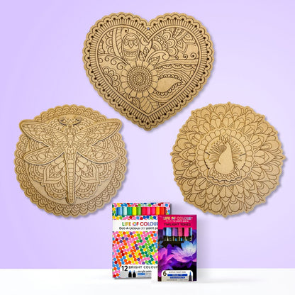 3D Love Nature Boards - Bundle of 3 (Peacock, Heart, Dragonfly)
