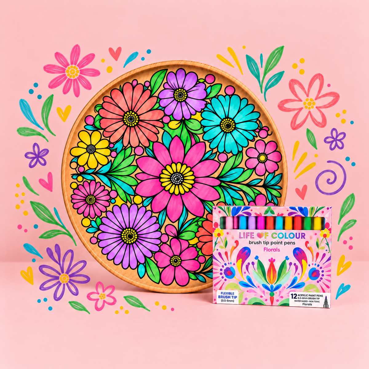 DIY Wooden Tray Kit - Daisies