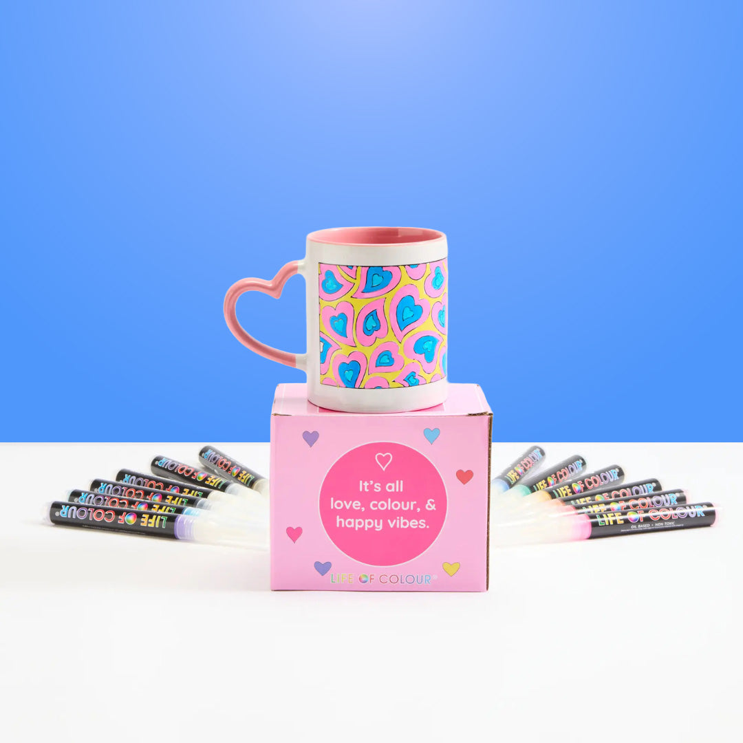 "Cup of Love" DIY Mug Painting Kit - Curvy Hearts Design