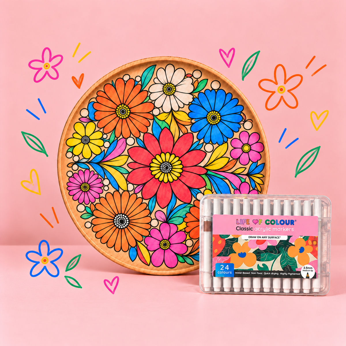 DIY Wooden Tray Kit - Daisies