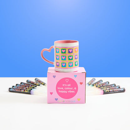 "Cup of Love" DIY Mug Painting Kit - Square Hearts Design