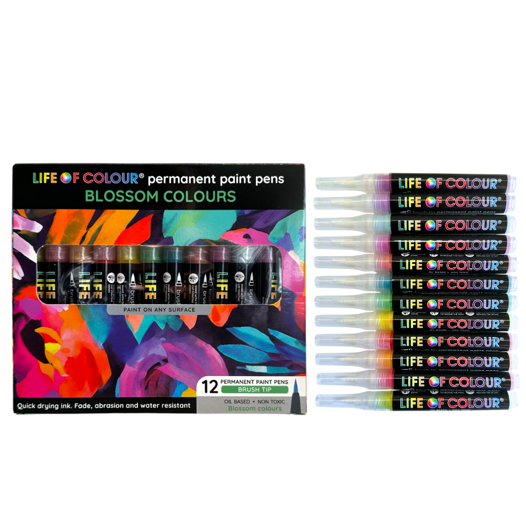 Permanent Paint Pens Brush Tip - Set of 12 Blossom Colours