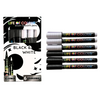 Black and White Brush Tip Acrylic Paint Pens – Set of 6 - Image 1
