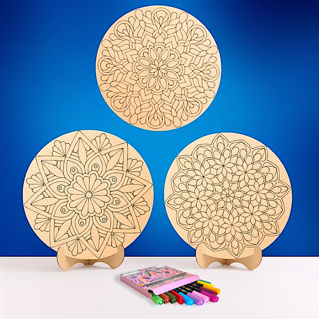 Life of Colour Mandala Painting Kit - Bundle of 3 (In Bloom, Kaleidoscope, The Dancer)