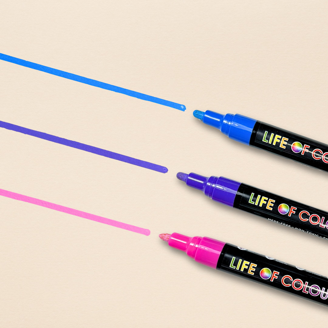 Classic Colours 3mm Medium Tip Acrylic Paint Pens - Set of 12