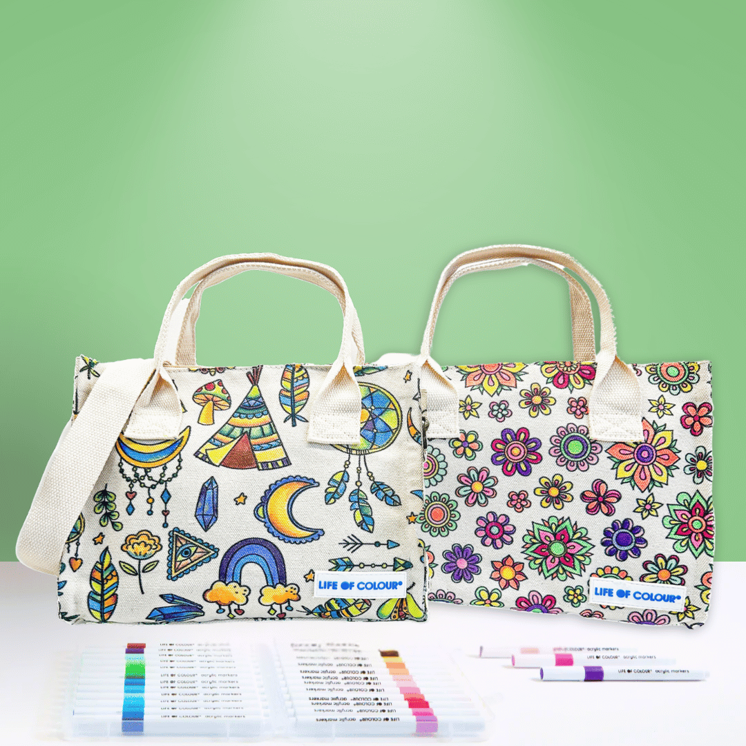 The Creative Tote Bag Bundle of 2 - Boho and Flower Mandala design