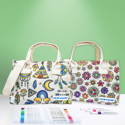 The Creative Tote Bag Bundle of 2 - Boho and Flower Mandala design