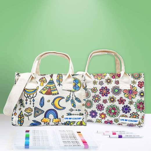 The Creative Tote Bag Bundle of 2 - Boho and Flower Mandala design