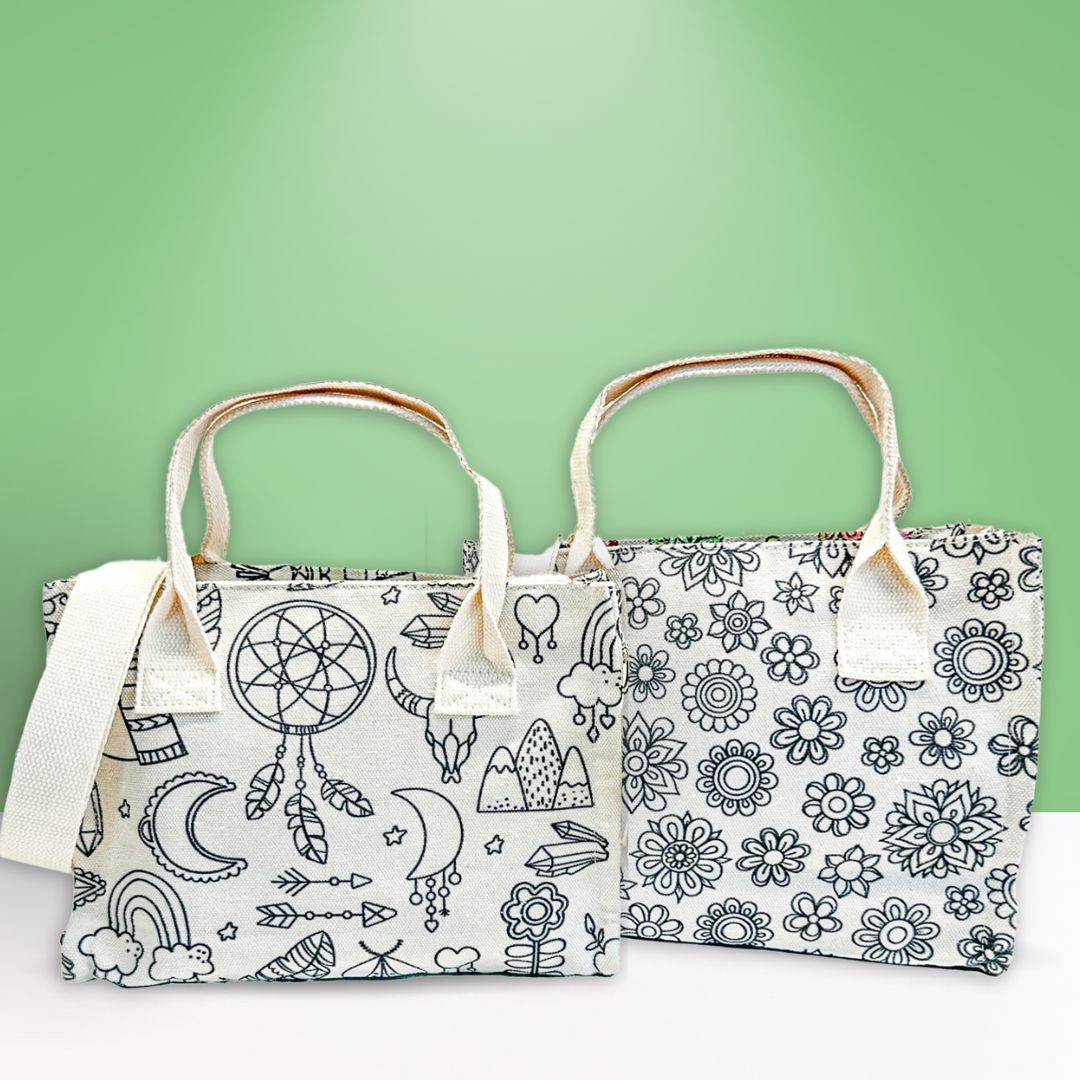 The Creative Tote Bag Bundle of 2 - Boho and Flower Mandala design - No Pens
