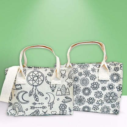 The Creative Tote Bag Bundle of 2 - Boho and Flower Mandala design - No Pens