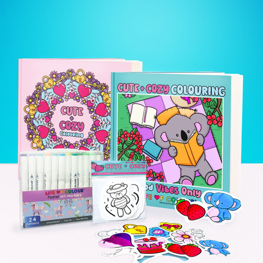 Cute and Cosy Combo - Colouring Book and stickers bundle