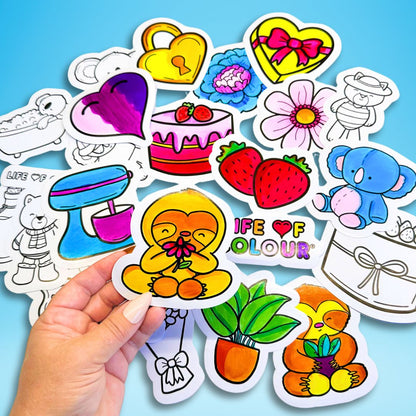 Cute and Cosy Colour-In Sticker Pack