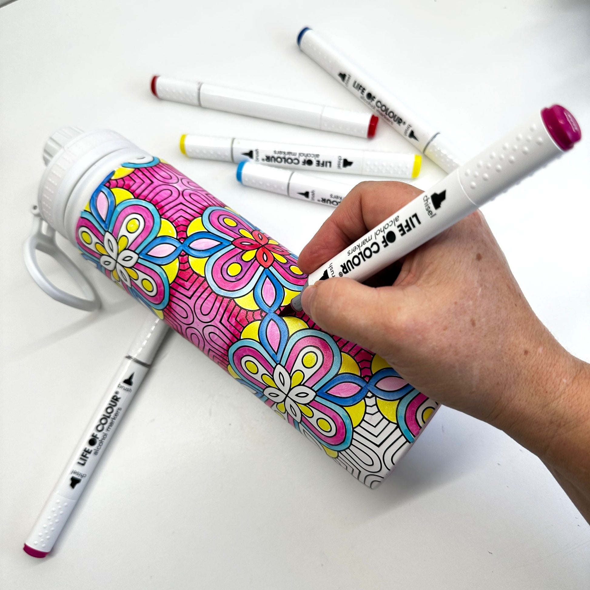 12 Colour Acrylic Paint Pens Brush tips for painting water bottles