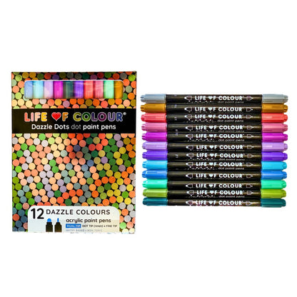 Dazzle Dots Acrylic Paint Pens -  Set of 12 Metallic Colours
