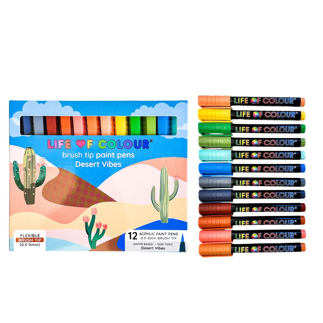 Desert Vibes Brush Tip Acrylic Paint Pens - Set of 12