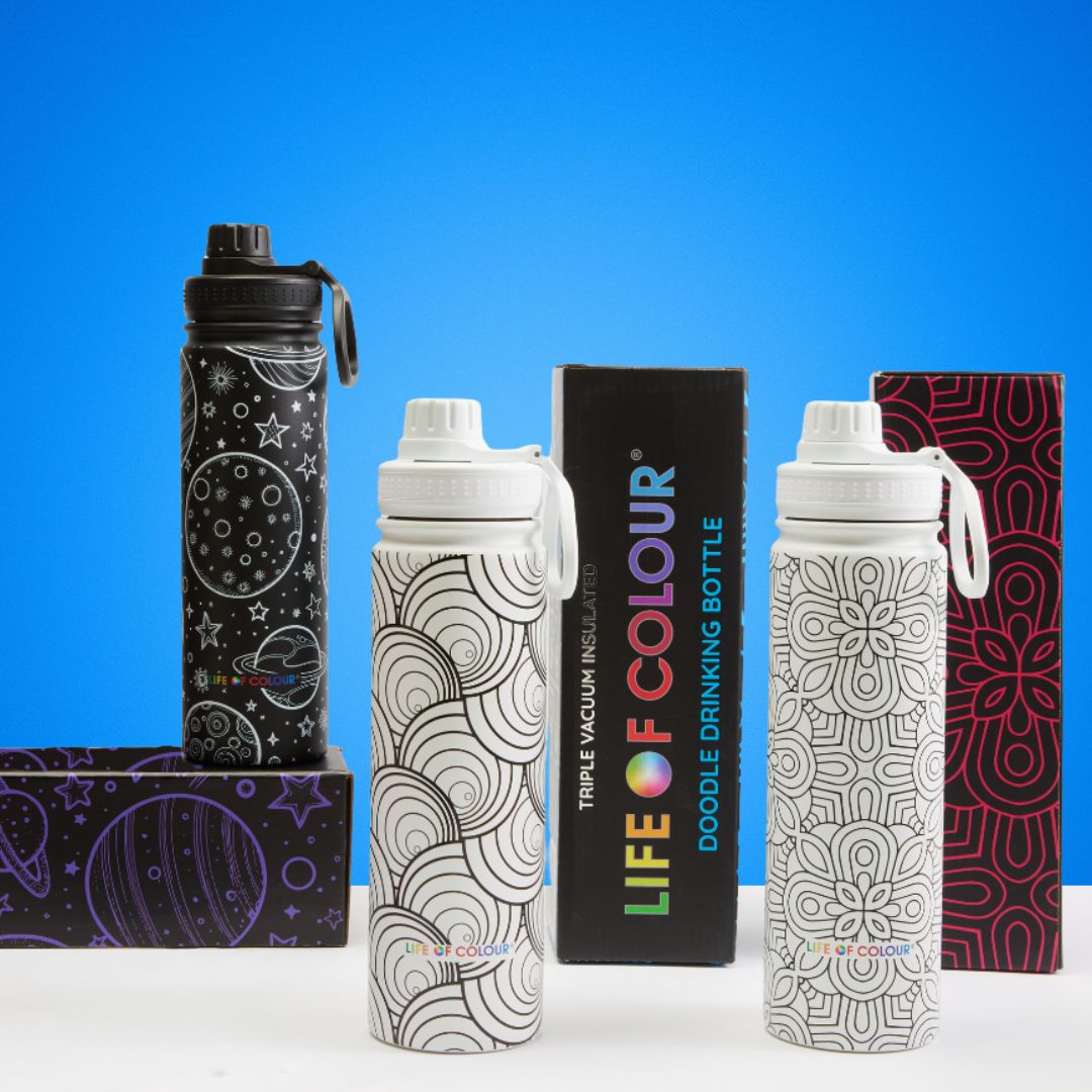 Doodle Drinking Bottle Painting Kit - Bundle of 3 - No Pens