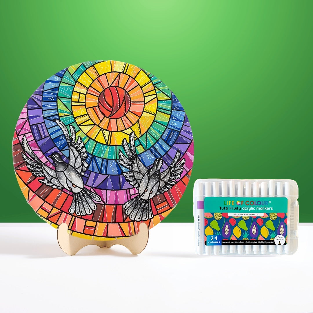 Life of Colour Mosaic Painting Kit - Doves of Peace with Acrylic markers