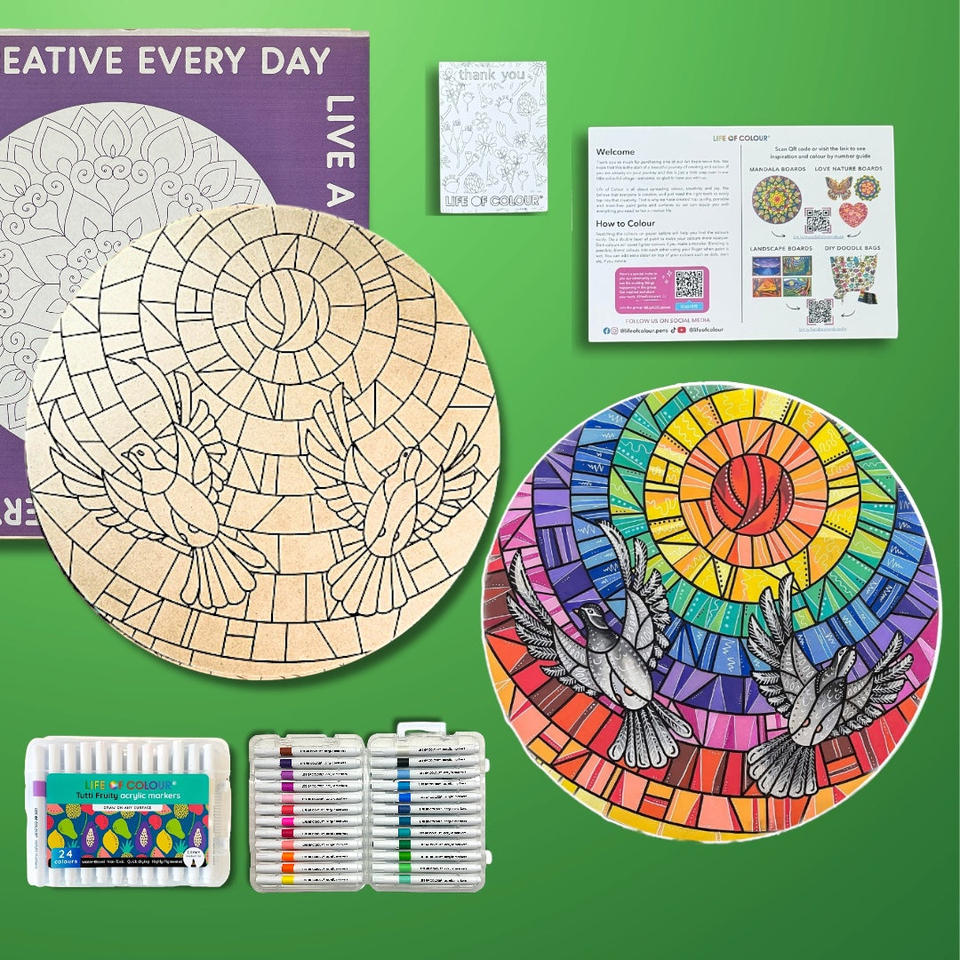 Life of Colour Mosaic Painting Kit - Doves of Peace with Acrylic markers