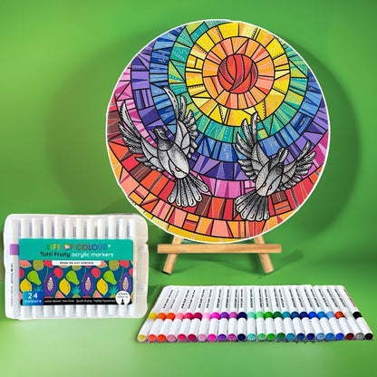 Life of Colour Mosaic Painting Kit - Doves of Peace with Acrylic markers