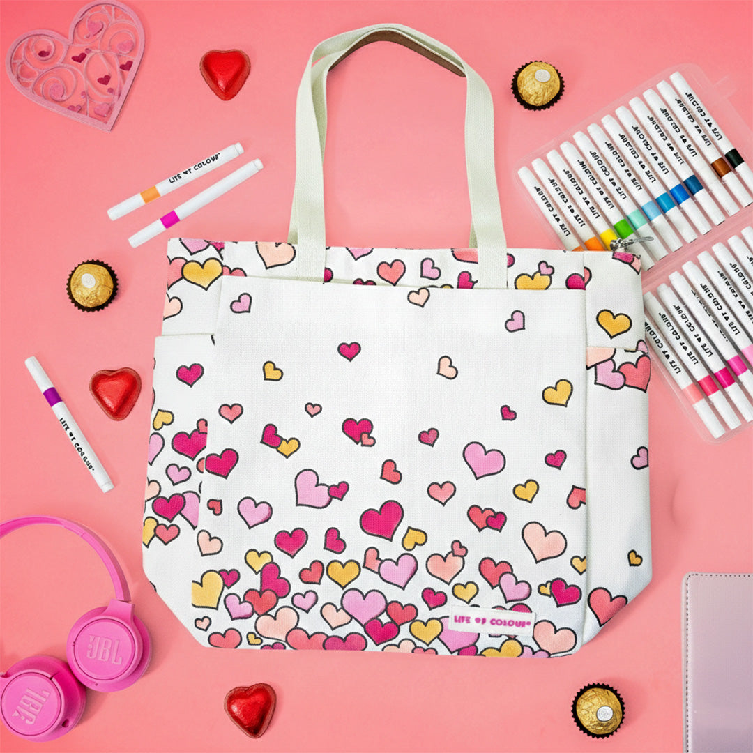 DIY Doodle Bag Bundle - Wildflower & Falling Heart Tote Bags & Acrylic Markers