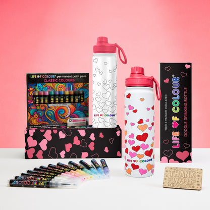 Doodle Drinking Bottle Painting Kit - Falling Hearts