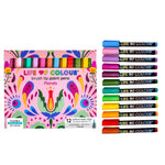 Floral Colours Brush Tip Acrylic Paint Pens - Set of 12